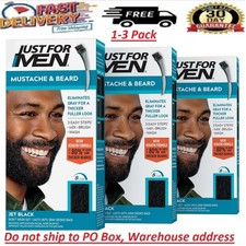 Just For Men M-60 Jet Black Mustache & Beard Brush In (1 2 3 pack ) Blue picture