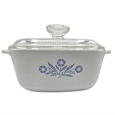 Corning Ware Blue Cornflower 1.5 Qt Casserole Dish Glass Lid Bowl Kitchen Vtg picture