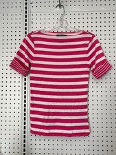 Lauren Ralph Lauren Petite Pink & White Striped Cotton T-Shirt PXS picture