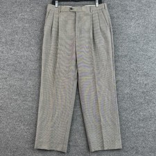 Zanella Pants Mens 34 Black White Houndstooth Wool Pleated Bennett Italy Trouser picture