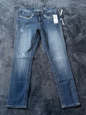 Seven7 Slim Straight Jeans Womens 6 Stretch Distressed Blue Denim NWT picture