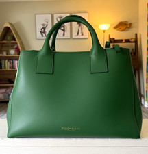 Teddy Blake Green Satchel Top Handle Bag Dual Zip, Gold Hardware picture