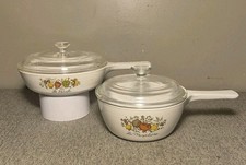 Vintage 2 Pc Set Corning Ware Spice of Life Menuette P-82-B & P-83-B W Lids  picture