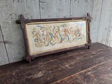 Antique 1870s Victorian-Era Perforated Paper Punch Embroidery Motto Sampler picture