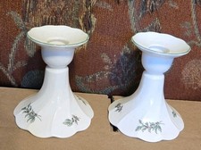 2 Vtg Happy Holidays Candlesticks by Nikko Japan Christmas Table Decor picture
