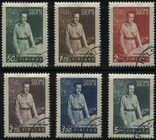 [OOS] Finland#Mi0248-Mi253Used1941CarlGustafEmilMannerheimFieldMarshall[227-232] picture