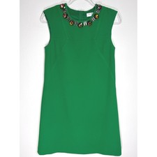 Trina Turk Green Jewel Neck Crystal Embellished Shift Dress Womens Size 0 picture
