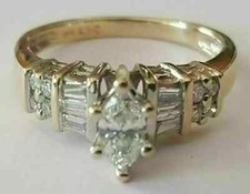 3Ct Marquise Cut Lab Created Diamond Women's Engagement Ring 14K Yellow Gold FN picture