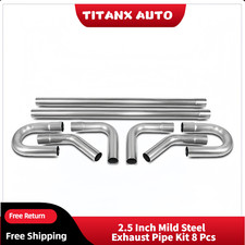 2.5” Inch Custom Exhaust Pipe Kit Tubing Mandrel Bend Straight U 90° Piping 8PCS picture
