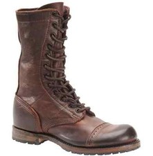 Mens Antique Brown Military Style Boots, Ankle Cap Toe Biker Boots, Dress Boots picture