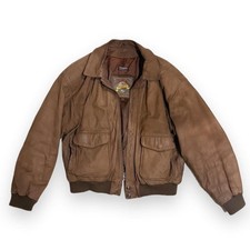 Vintage Wilsons Adventure Bound Brown Leather Bomber Jacket L picture