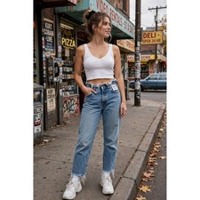 Vtg 80s Zena USA High Rise Acid Wash Jeans 11 Distressed Frayed Mom Y2K Retro picture