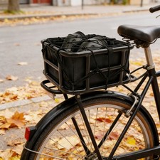 Black Iron Bicycle Basket Rear Bike Basket W/ Luggage Net And Basket Inner Liner picture