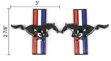 New 1994 - 2004 Ford MUSTANG Running Horse Black Chrome Fender Emblems Pair  picture