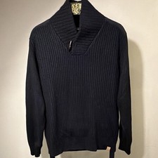 Weatherproof Vintage Men's Navy Rib-Knit High Neck Pullover Sweater picture