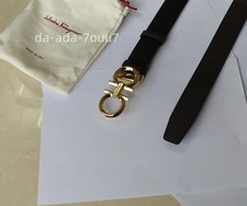 Ferragamo Belt Reversible Black /Brown length 120cm Gold Gancini buckle Men picture