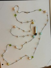 Vintage Extra Long Station Rope Necklace Faux Pearl Glass Bead Multi Strand 61