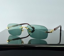 Gucci G1221S 003 Gold / Green Lens Square Rimless Sunglasses 100% UV picture