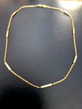 Vintage Balestra 14K Gold Bar Sattion Chain Necklace 14.5
