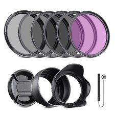 NEEWER 52mm ND2/4/8 UV CPL FLD Filter Kit, Hood, Caps, Pouch, Cleaning Cloth picture