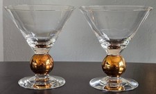 Orrefors Nobel Martini Champagne Glasses 6267915 Gunnar Cyrén 21K Gold Pair picture