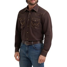 Wrangler Men's Retro® Brown Premium Modern Fit Snap Shirt 112381533 picture