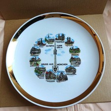 Gruss Aus Munchen Olympic Tower Plate Vintage Outer Diameter 24 5 cm picture
