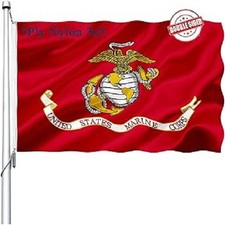 US Marine Corps USMC Military Flag 3x5 Outdoor Double Sided OFFICIALLY LICENSED picture