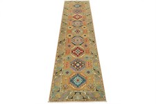 Kazak Runner 2’9” x 9’6” Brown Wool Tribal Geometric Hand-Knotted Oriental Rug picture