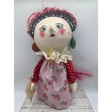 Handmade Mexican Folk Art Doll with Painted Face, Floral Dress picture