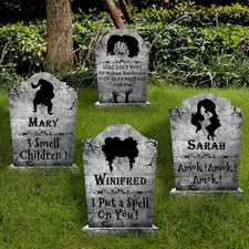 Halloween Decorations Outdoor Graveyard Tombstones:4 Pack Large Hocus Pocus picture