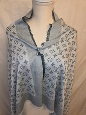 100% AUTHENTIC LOUIS VUITTON SHAWL SCARF STOLE SILK WOOL METALIC FBR  USED picture