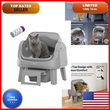 PetPivot Open Top Self Cleaning Cat Litter Box Dark Grey 7 Safety Sensors picture