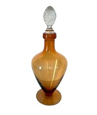 Vintage 1930s Amber Cambridge Glass Co Footed Barware Decanter picture