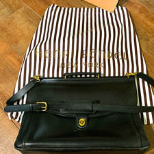 Coach Black Satchel Top Handle Bag Turn Lock, Detachable Strap, Gold Hardware picture