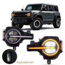 LED Projector Headlights For 2021-2025 Ford Bronco White/Amber DRL Sequential picture