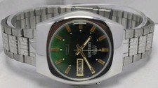 Vintage Orient Crystal 21 Jewels Automatic  Watch | Silver Case Green Dial Retro picture