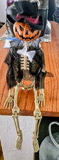 15”Halloween Pumpkin Head Skeleton Posable Full Body Hanging Mr Fancy Dressed picture