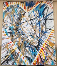 Original abstract acrylic drip painting on stretched canvas by 
