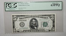 1928 $5 FRN Green Seal Numerical Dallas, TX Plain Series PCGS Choice UNC 63PPQ picture