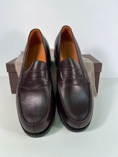 JM WESTON UK 9 D  BROWN  PEBBLED LEATHER LOAFER (New in Box) picture
