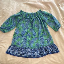 Lily Pulitzer Dress Size Small Green & Blue Floral Print Short Sleeve picture