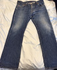 Levi's 501 Men’s Blue Denim Straight Jeans W34 L30 Button Fly - Used picture