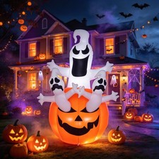 6FT Halloween Inflatables Blow Up Ghost w/ LED Light Outdoor Yard Decoration picture