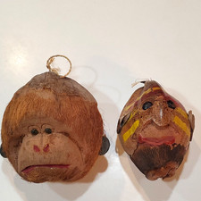 Handmade Columbian Coconut Shell Folk Art Faces picture