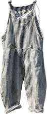 Women Oversized Summer Casual Stripes Cargo Jumpsuit Wide Leg Bib Overall Stripe picture