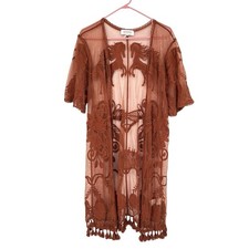Shyanne Women’s S/M Rust Lace Duster Kimono Horse Embroidered Western Boho picture