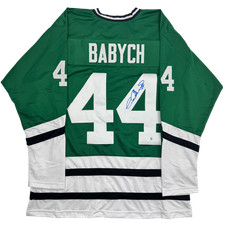 Autographed/Signed Dave Babych Hartford Green Retro Hockey Jersey BAS COA picture
