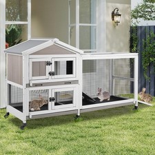 Petscosset Rabbit Hutch Outdoor Indoor Bunny Hutch 2-Story Large Rabbit Cage picture
