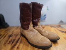 Vintage Lucchese Roper Boots Men 13 D Brown Leather Ostrich Made in USA picture